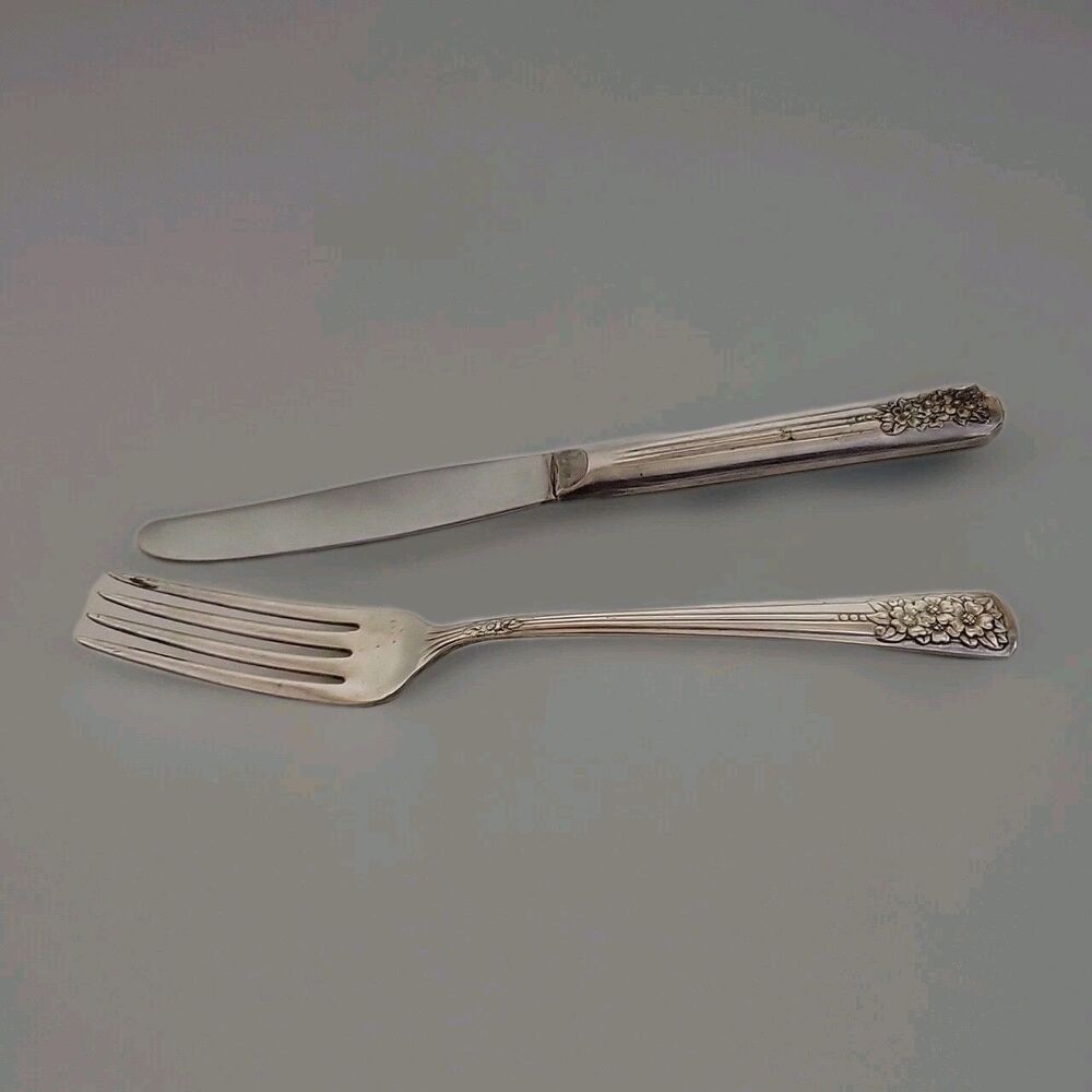 Vintage silverplate Silverbelle Fork Stainless Knife Set